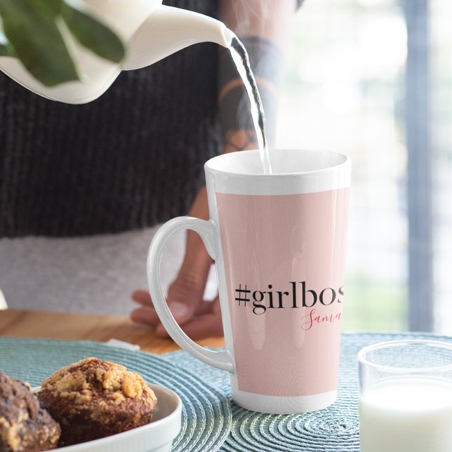 Tasse Latte Patron et nom de fille rose moderne | best Girly G (Créateur téléchargé)