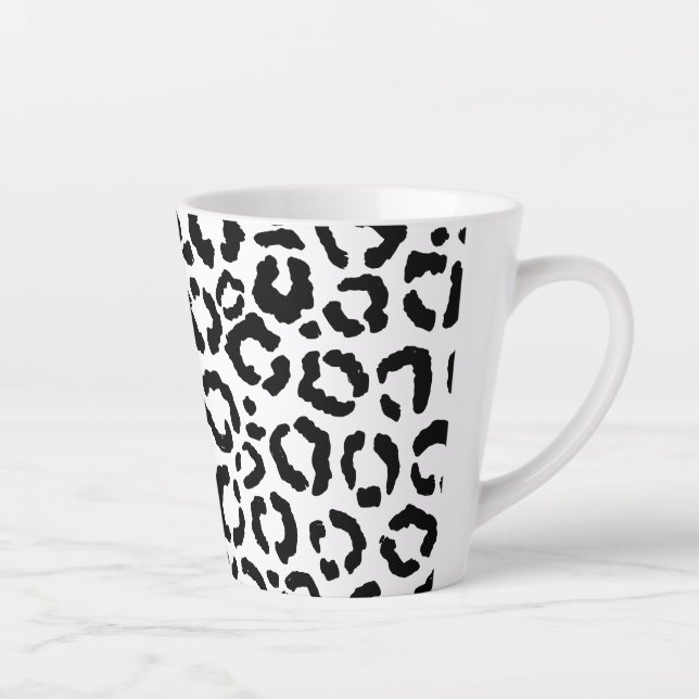 Tasse Latte Patteries du Black White Leopard animal (Droite)