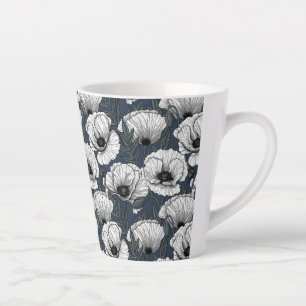 Tasse Latte Pavot blanc sur la marine