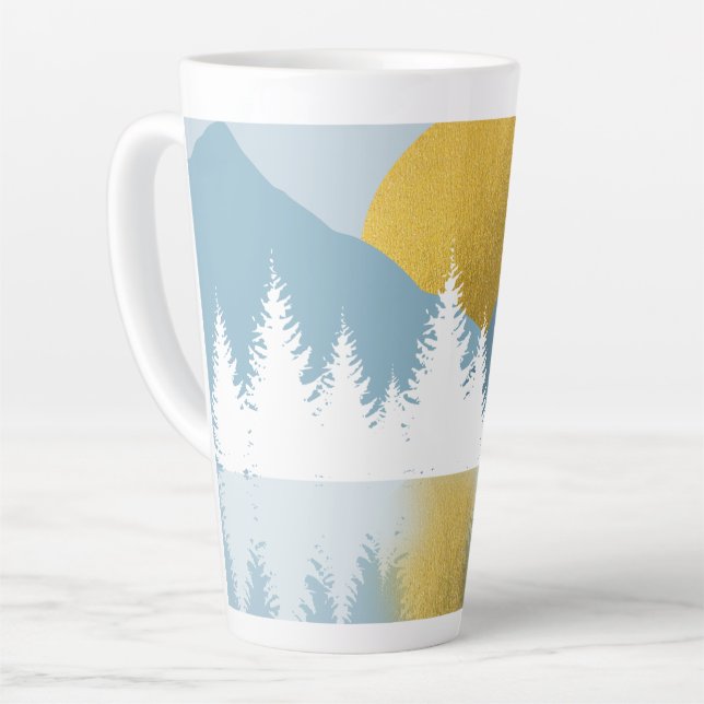 Tasse Latte Paysage Abstrait Soleil d'hiver d'or (Angle gauche)