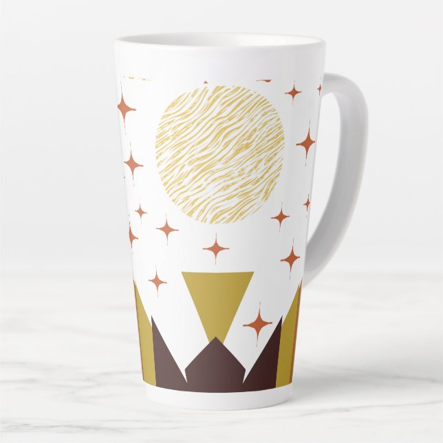 Tasse Latte Paysage géométrique du milieu du siècle (Angle droit)
