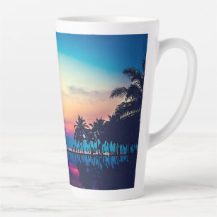 Tasse Latte Paysage naturel avec piscine Palmiers