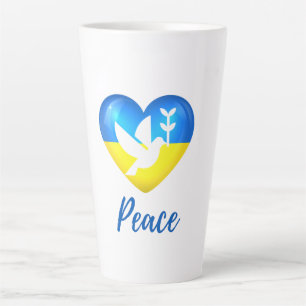 Tasse Latte Peace Dove Ukraine - Coeur du drapeau