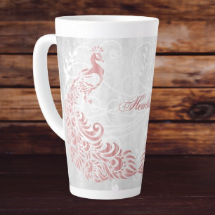 Tasse Latte Peacock rose Personnalisé