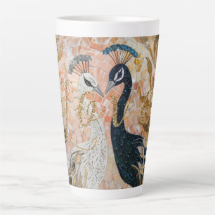 Tasse Latte Peacocks Gold Parties scintillant Love Blush Rose