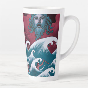 Tasse Latte Peinture à l'huile de Neptune Crimson