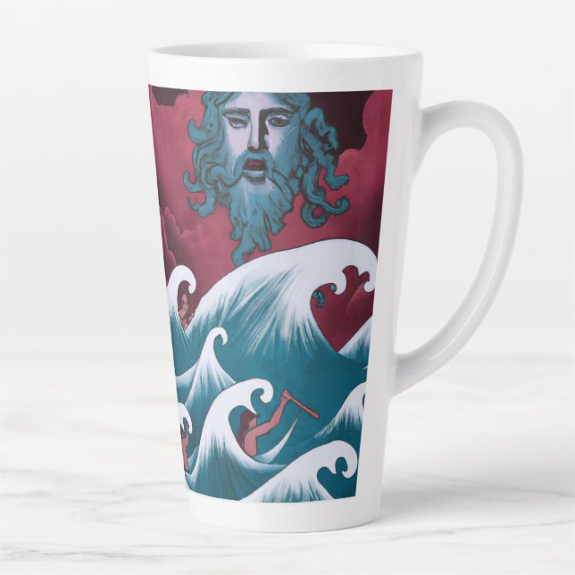 Tasse Latte Peinture à l'huile de Neptune Crimson (Droite)