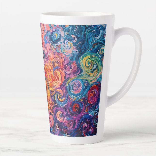 Tasse Latte Peinture à l'huile de tourbillons psychédélique (Droite)