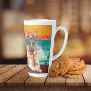 Tasse Latte Peinture Abstraite de Berger Allemand Artistique 
