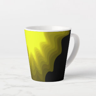 Tasse Latte Peinture abstraite noire et jaune