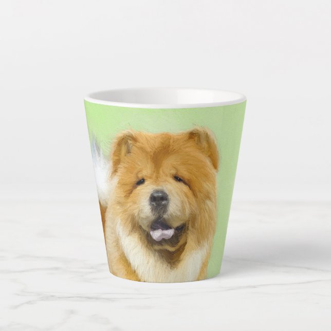 Tasse Latte Peinture Chow Chow - Joli art original chien (Devant)