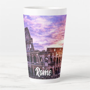 Tasse Latte Peinture du Colisée à Rome au coucher du soleil