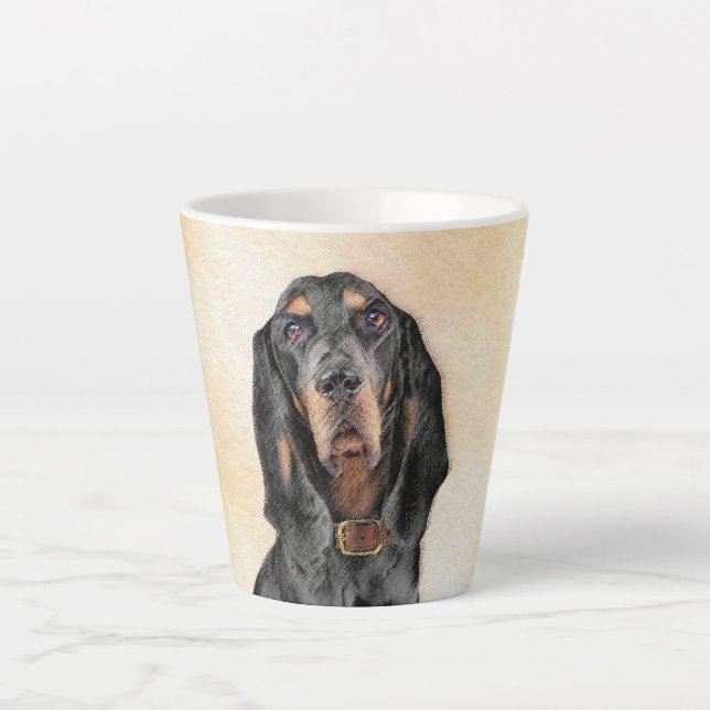 Tasse Latte Peinture en noir et blanc - Art original Chien (Devant)