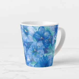 Tasse Latte Peinture Fleur sauvage Gentienne Bleue
