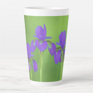 Tasse Latte Peinture Iris Violet - Art Fleur Originale