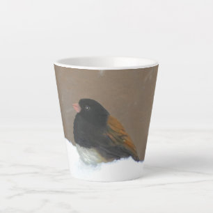 Tasse Latte Peinture Junco foncée - Art original pour oiseaux