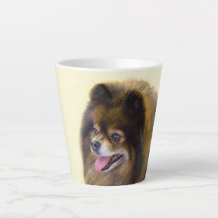 Tasse Latte Peinture Poméranienne Noir et Tan Art Chien origin