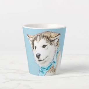 Tasse Latte Peinture Sibérienne Husky Puppy - Art Chien origin