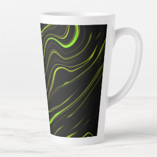 Tasse Latte Pelouse dorée, vert ondulé longues traces sur fond