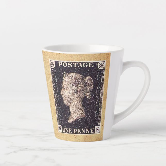 Tasse Latte Penny Black Postage Timbre (Droite)