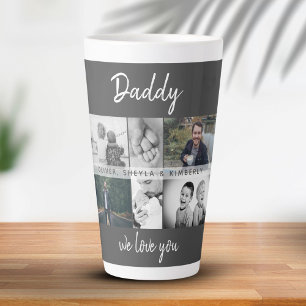 Tasse Latte Père avec enfants et famille Papa Photo Collage