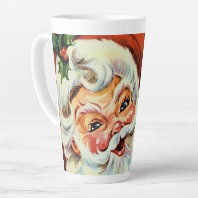 Tasse Latte Père Noël de Noël rétro (Angle gauche)