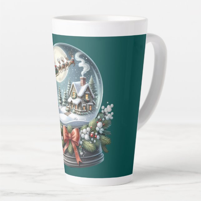 Tasse Latte Père Noël Sleigh Ride in Snow Globe Wonderland (Angle droit)