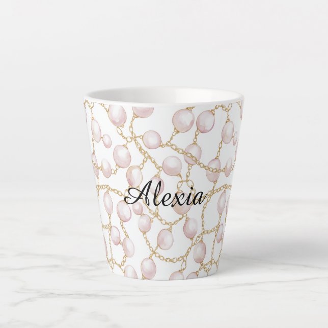 Tasse Latte Perles de Glam Rose Or (Devant)
