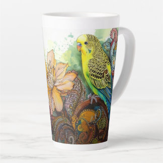 Tasse Latte Perruque jaune avec marguerite et fleurs