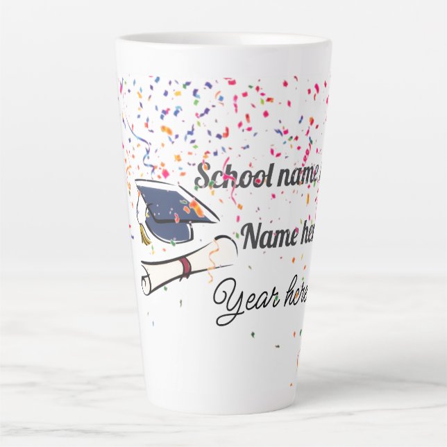 Tasse Latte Personalize Graduation Balloon (Devant)