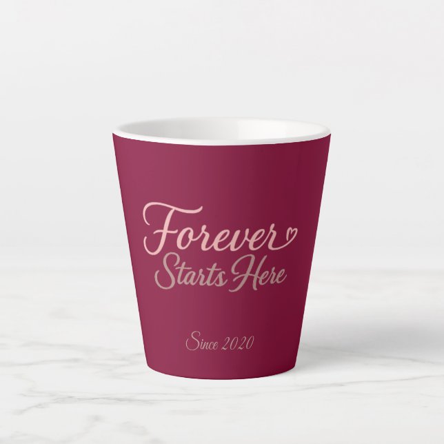 Tasse Latte Personalized gift with the date Valentine's Day (Devant)