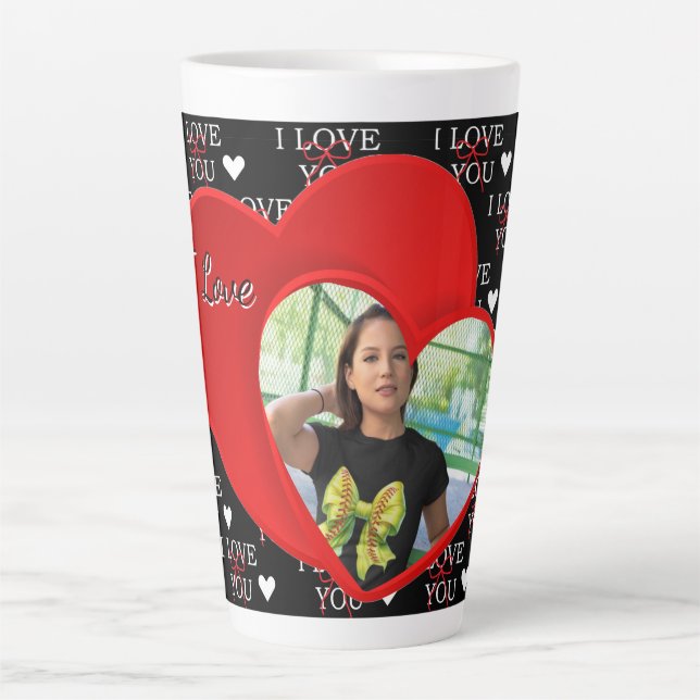 Tasse Latte Personalized Photo Love you  (Devant)