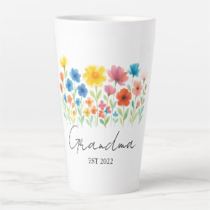 Tasse Latte Personnalisé. Année - Grand Fleur sauvage -