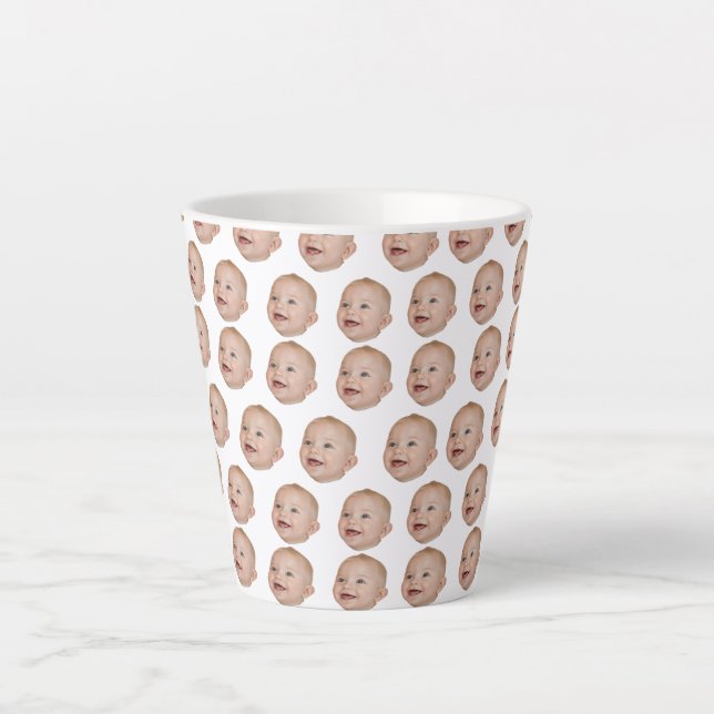 Tasse Latte Personnalisé Plusieurs Visages Anniversaire Fête P (Devant)