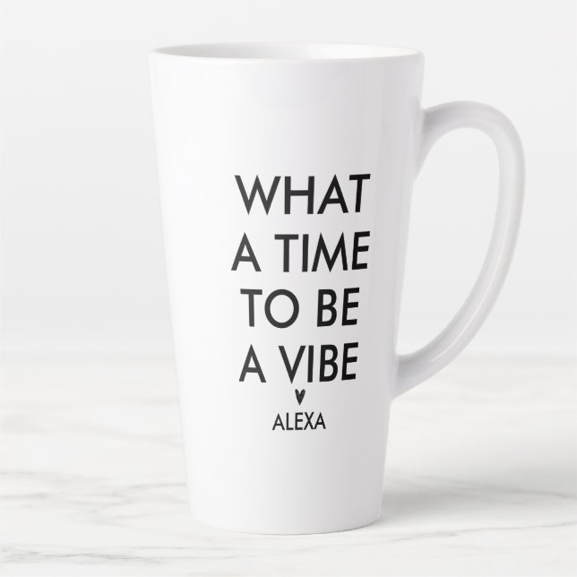 Tasse Latte Personnalisé Quelle heure est-il à la motivation d (Droite)