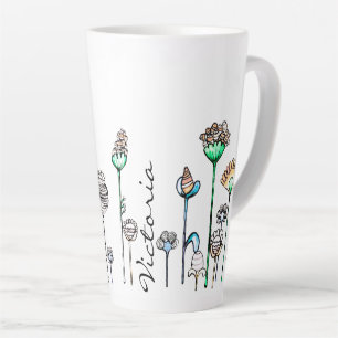 Tasse Latte Personnalisé rose orange noir