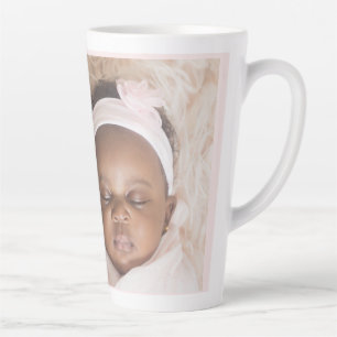 Tasse Latte Personnalisé Une Photo Statistiques Bébé Rose & Bl