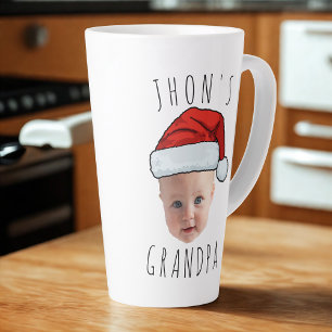 Tasse Latte Personnalisé Visage bébé Père Noël Chapeau Photo d
