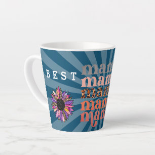 Tasse Latte Personnaliser florale Best Mom Blue