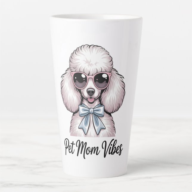 Tasse Latte Pet Mom Vibes Poodle Dog Sunglasses Pink Gift (Devant)