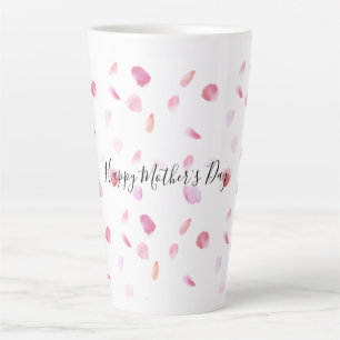 Tasse Latte Pétales Roses rose Aquarelle
