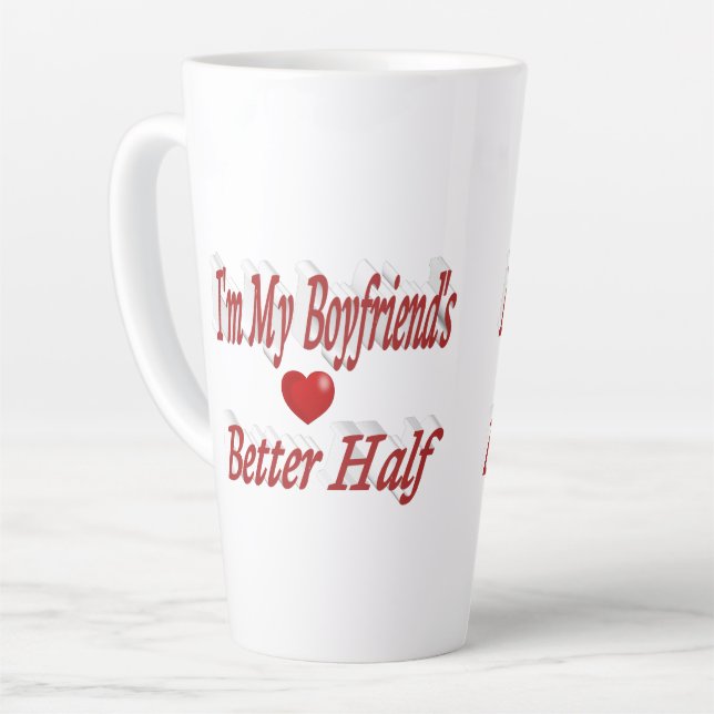 Tasse Latte Petit ami drôle citation texte rouge (Angle gauche)