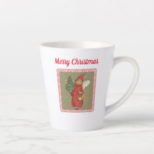 Tasse Latte Petit ange victorien tenant l'arbre de Noël Rouge