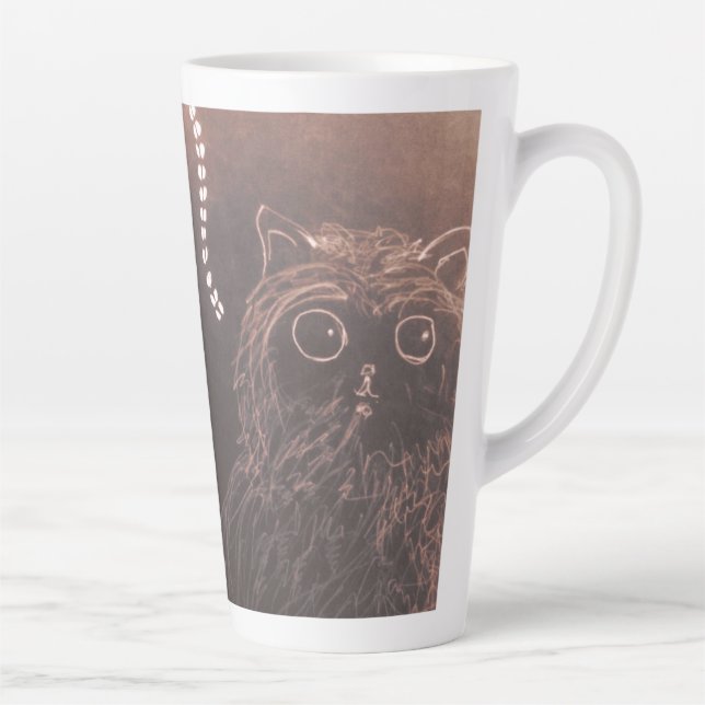 Tasse Latte Petit chatte bouffante chatte mignonne et foudre  (Droite)