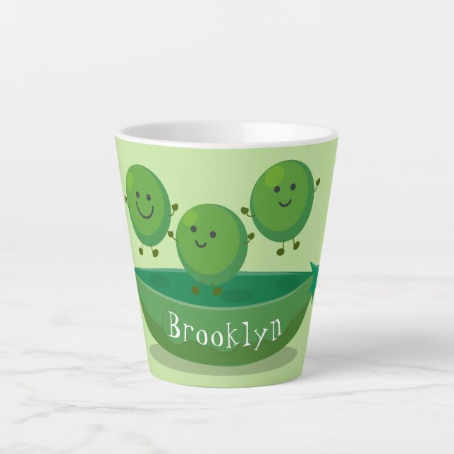 Tasse Latte Petits pois sauteurs en pod dessin animé illustrat (Devant)