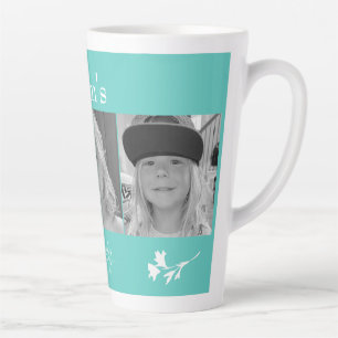 Tasse Latte Photo Collage des Anges de Maman Blanc Turquoise F