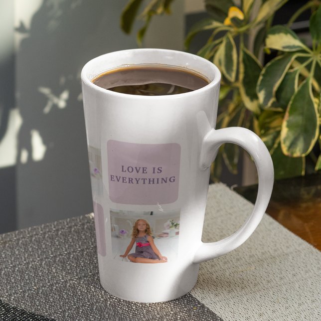 Tasse Latte Photo Collage moderne Joyeux jour des mères violet (Créateur téléchargé)