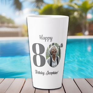 Tasse Latte Photo d'anniversaire 80 ans gras