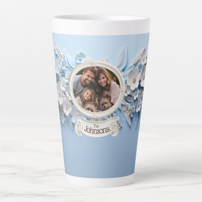 Tasse Latte Photo de famille en porcelaine blanche (Devant)
