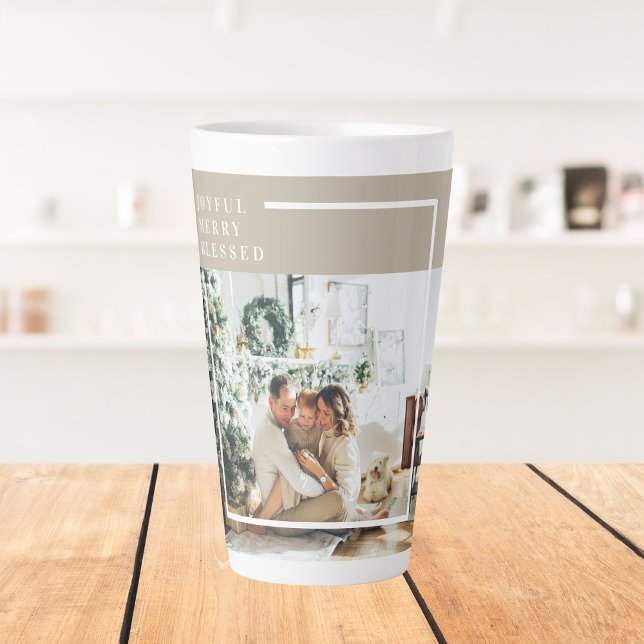 Tasse Latte Photo de famille moderne | Joyeux Joyeux Joyeux Bé (Créateur téléchargé)
